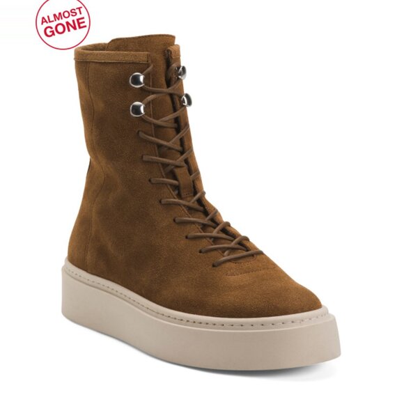 AQUATALIA Walnut Made In Italy Suede Lacole Booties